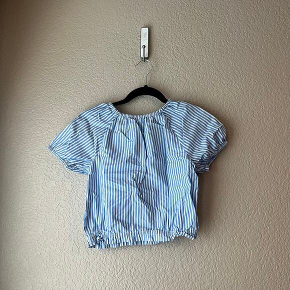 J. Crew Crewcuts Girl’s Blue and White Striped Cropped Top Cotton - Picture 3 of 5
